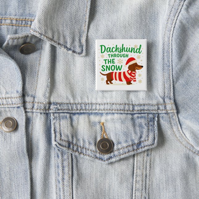 Weihnachts-Dackel-Quadratknopf Button (Beispiel)