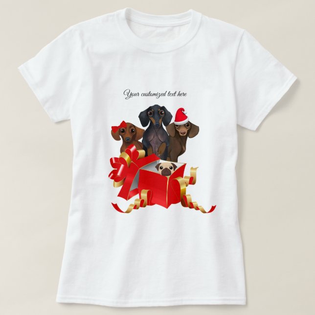 Weihnachts-Dackel-Teemaschine T-Shirt (Design vorne)