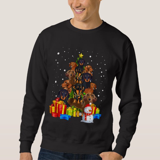 Weihnachts-Dackel Tree Funny Pajamas Sweatshirt (Vorderseite)