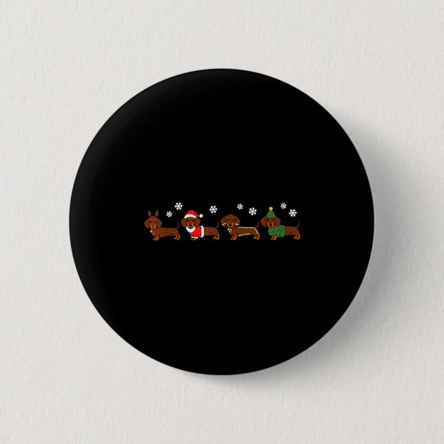 Weihnachts-Dackel Weihnachtsmannmütze Hund Lover H Button (Vorderseite)