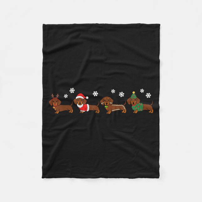 Weihnachts-Dackel Weihnachtsmannmütze Hund Lover H Fleecedecke (Vorderseite)