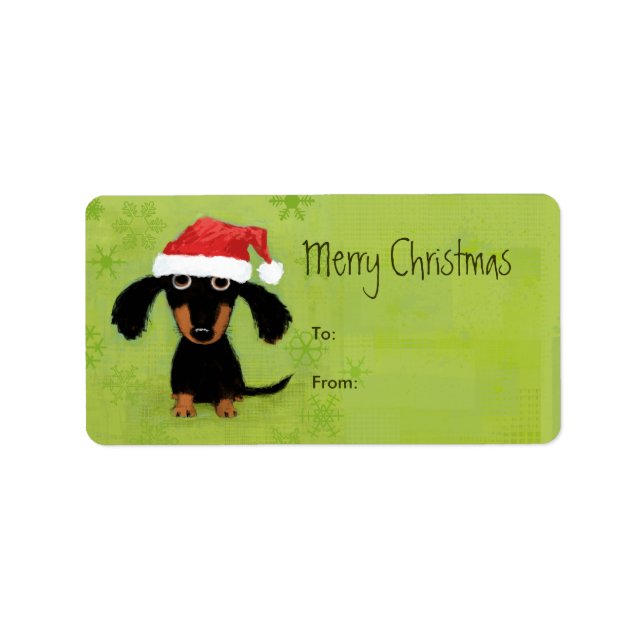 Weihnachts-Dackel-Weihnachtsschalen-n-Stick-Gesche Adressaufkleber (Vorne)