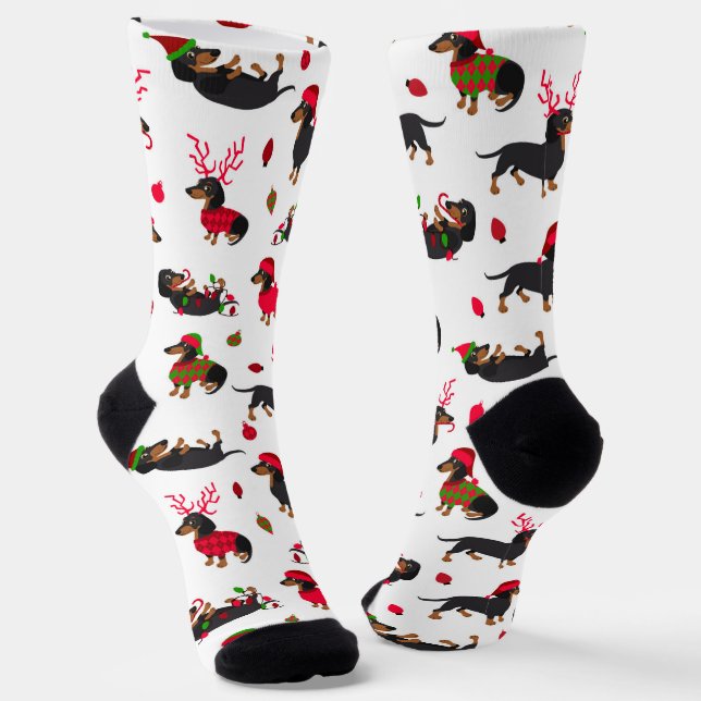 Weihnachts-Dackeln Socken (Gewinkelt)