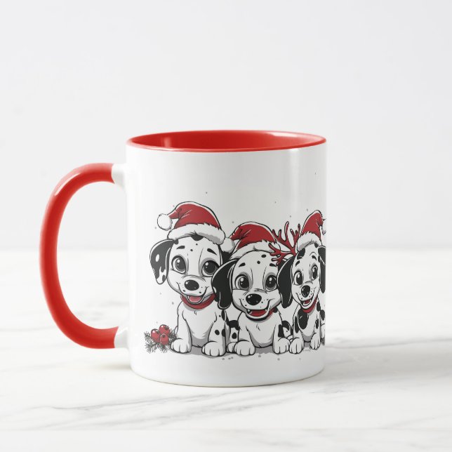 Weihnachts-Dalmatiner-Hunde Tasse (Links)