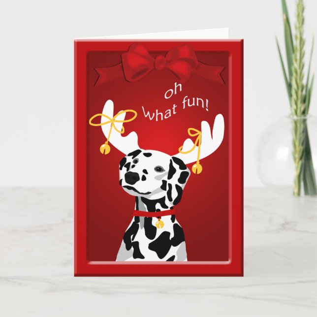 Weihnachts-Dalmatiner-Hundekarte Feiertagskarte (Vorderseite)