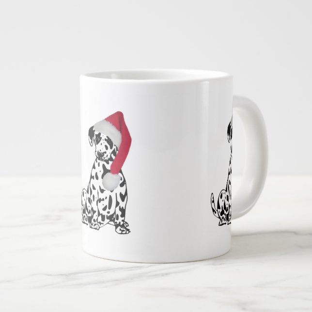 Weihnachts-Dalmatiner Jumbo-Tasse (Vorderseite Rechts)