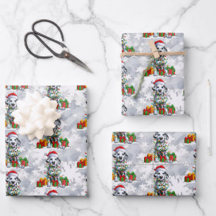 Weihnachts-Dalmatiner mit Weihnachtsmannmütze Leuc Geschenkpapier Set