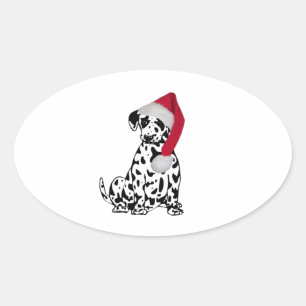 Weihnachts-Dalmatiner Ovaler Aufkleber