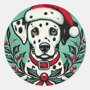 Weihnachts-Dalmatiner Runder Aufkleber