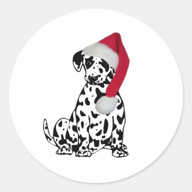 Weihnachts-Dalmatiner Runder Aufkleber (Vorderseite)