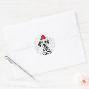 Weihnachts-Dalmatiner Santa and Woof Dog Lover Runder Aufkleber