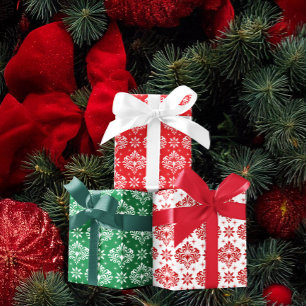 Weihnachts-Damaskus-Muster auf individuellem Hinte Geschenkpapier Set