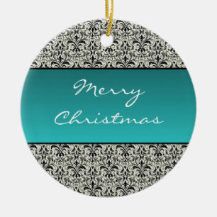 Weihnachts-Damast Rund Weihnachtsgeschmack, Türkis Keramikornament