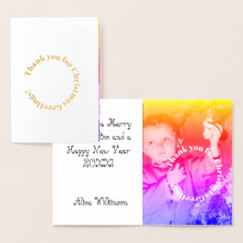 Weihnachts-Danke-Foto-Flat-Karte Folienkarte