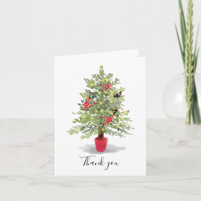 Weihnachts-Dankeschön-Karte aus der Katze Dankeskarte (Vorderseite)