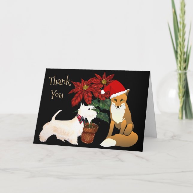 Weihnachts-Dankeschön-Karte mit Fox Dankeskarte (Vorderseite)