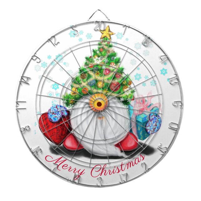 Weihnachts-Dart-Board-Gnome mit Geschenk für Sie Dartscheibe (vorne)