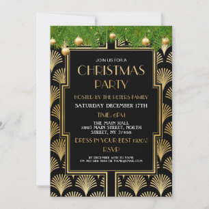Weihnachts-Déco-Party der 1920er Jahre Gold-Fan Einladung