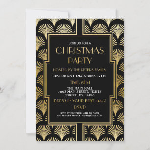 Weihnachts-Déco-Party der 1920er Jahre Gold-Fan Einladung