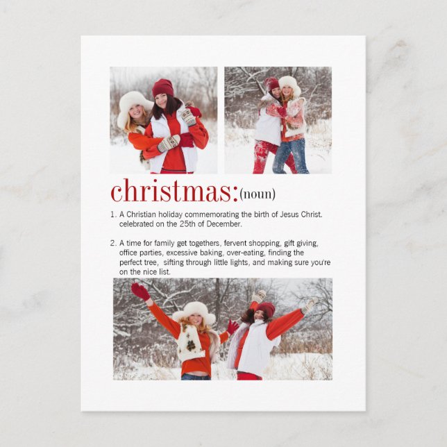 Weihnachts-Definition-3-Foto Feiertagspostkarte (Vorderseite)