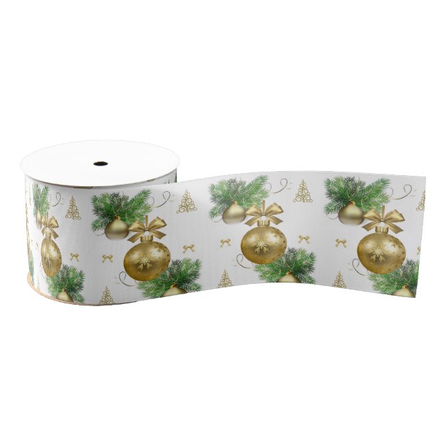 Weihnachts-Dekorationsband, Gold Balls Ripsband (Spule)
