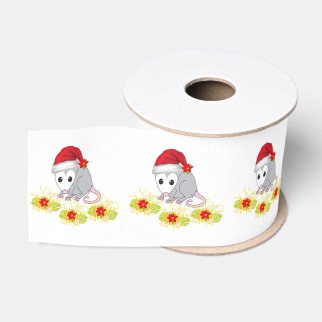 Weihnachts-Dekorationsband, Possum-Blumenmuster Ripsband (Spule)