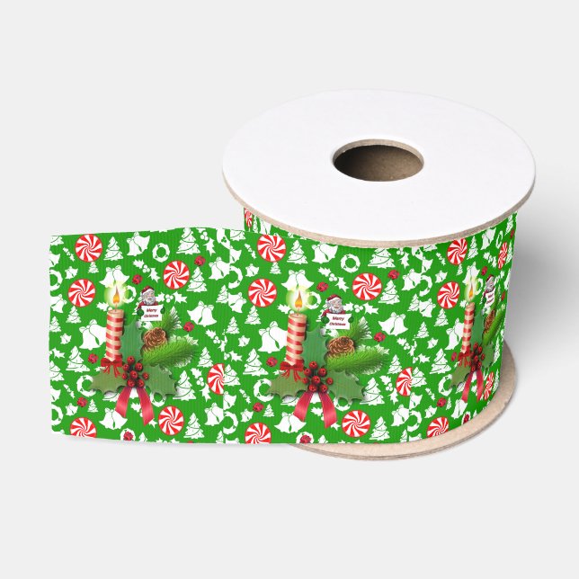 Weihnachts-Dekorationsband, Weihnachtskerze Ripsband (Spule)