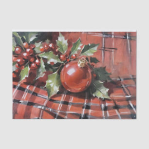 Weihnachts-Dekoupage Holly und Ornamente Seidenpapier
