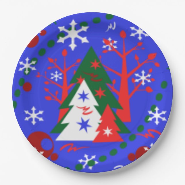Weihnachts-Designer Papier-Teller - Geschenke Pappteller (Vorderseite)