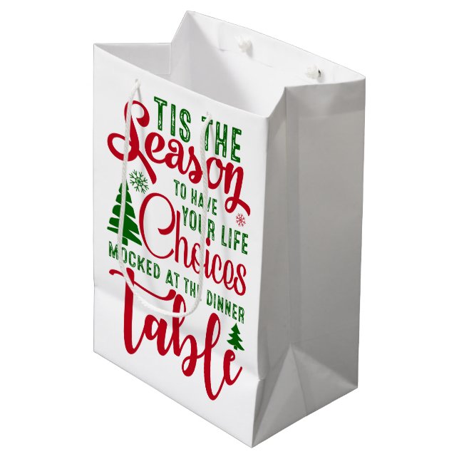 Weihnachts-Designzeit Mittlere Geschenktüte (Vorderseite Schrägansicht)