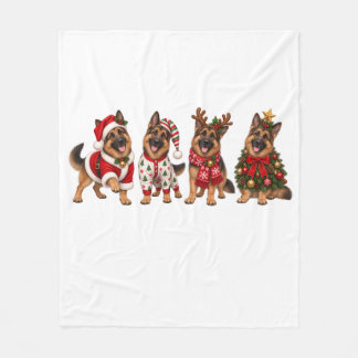 Weihnachts Deutsche Schäferhund Freunde Fleecedecke
