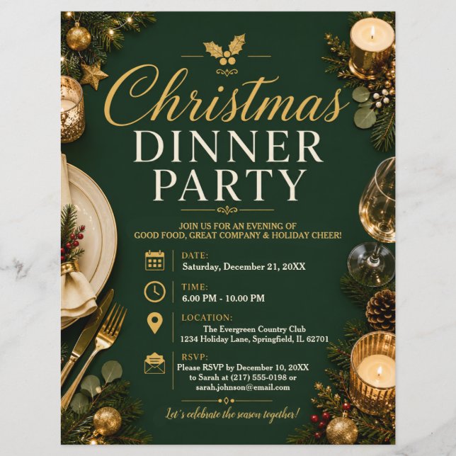 Weihnachts-Dinnerparty-Flugblatt Flyer (Vorne)