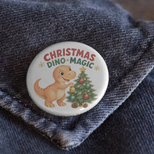 Weihnachts-Dino-Magie Baby T-Rex Feiertag Button