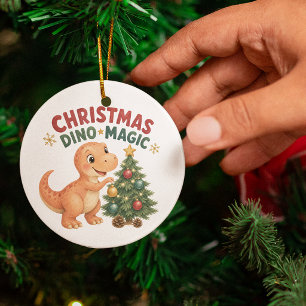 Weihnachts-Dino-Zauber-Baby-T-Rex-Baum Keramik Ornament