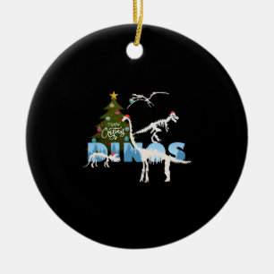 Weihnachts Dinosaur Skeleton Shirt für Kinder Klei Keramik Ornament
