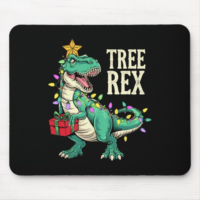 Weihnachts-Dinosaurier-Baum Rex Schlafanzug Männer Mousepad (Vorne)