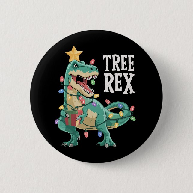 Weihnachts-Dinosaurier-Baum Rex Schlafanzug Xmas L Button (Vorderseite)