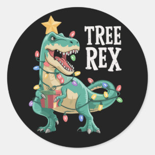 Weihnachts-Dinosaurier-Baum Rex Schlafanzug Xmas L Runder Aufkleber