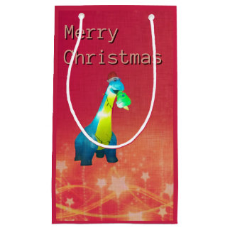 Weihnachts Dinosaurier Custom Gift Bag - Klein, gl Kleine Geschenktüte