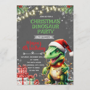 Weihnachts-Dinosaurier-Geburtstags-Einladung Einladung