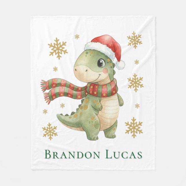 Weihnachts-Dinosaurier-Geburtstagsgeschenk Fleecedecke (Vorderseite)
