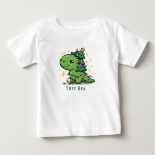 Weihnachts-Dinosaurier-Licht-Party Lustiger Baum R Baby T-shirt