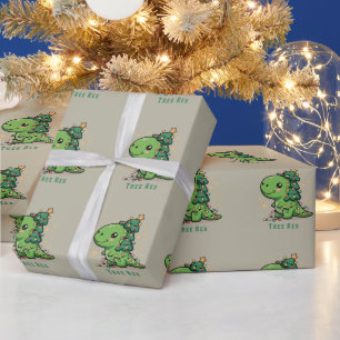 Weihnachts-Dinosaurier-Licht-Party Lustiger Baum R Geschenkpapier