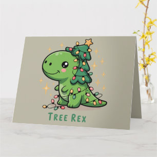 Weihnachts-Dinosaurier-Licht-Party Lustiger Baum R Karte