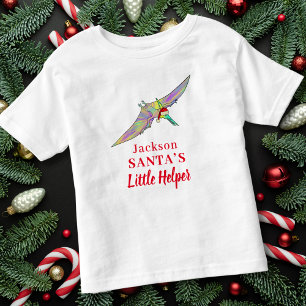 Weihnachts-Dinosaurier Personalisierter Jungenname Kleinkind T-shirt
