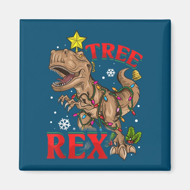 Weihnachts Dinosaurier Tree Rex Lights TRex Xmas G Magnet (Vorne)