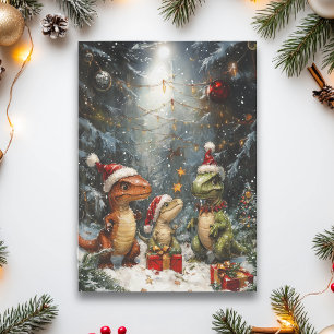 Weihnachts-Dinosaurier-Tyrannosaurus  Karte