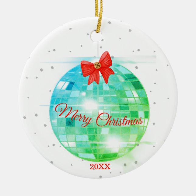 Weihnachts Disco Ball Merry Spaß Gruß Keramik Ornament (Vorne)