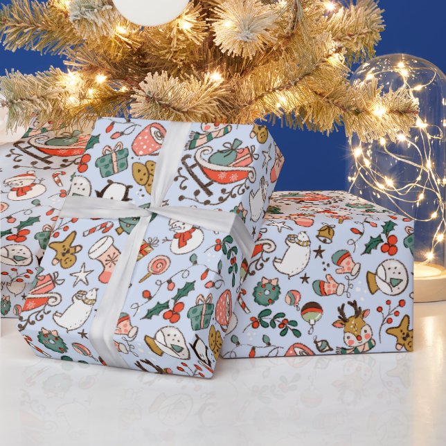 Weihnachts-Ditsy-Doodle  Geschenkpapier (Feiertage)