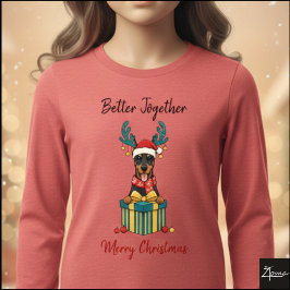 Weihnachts-Dobermann-Rentier-Schal-Geschenk-Grafik Tri-Blend Shirt